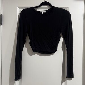 Black Long Sleeve Women's Crop Top